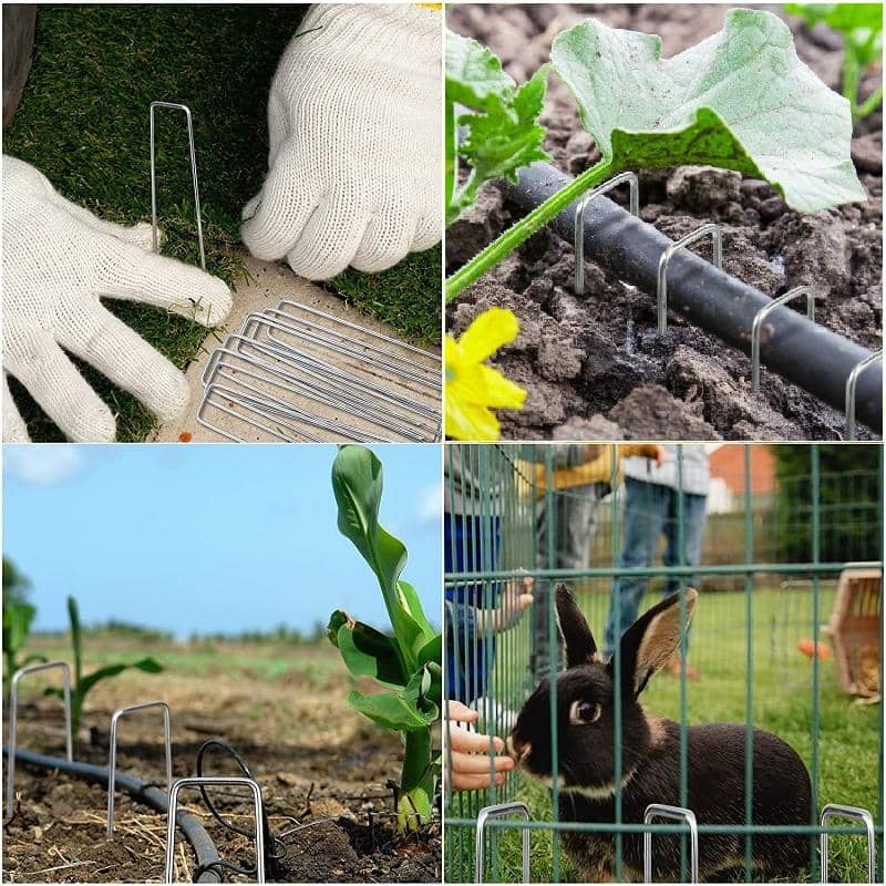 1.57 in. x 8 in. Galvanized Landscape Staples Stake, 11-Gauge, Silver, Metal Weedmat Stake Pins