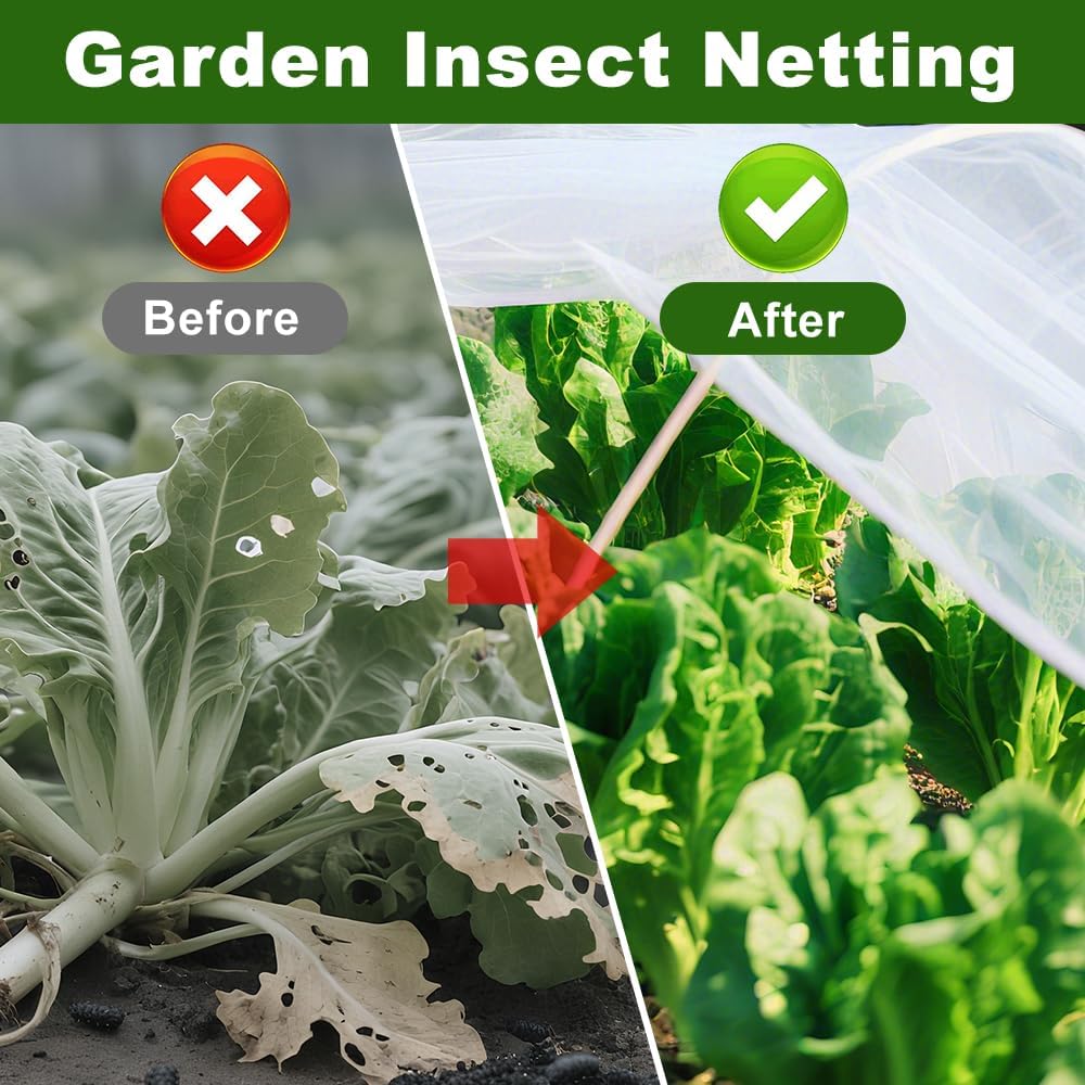 Insect barrier netting, 6.5ft Width, White 2 packs