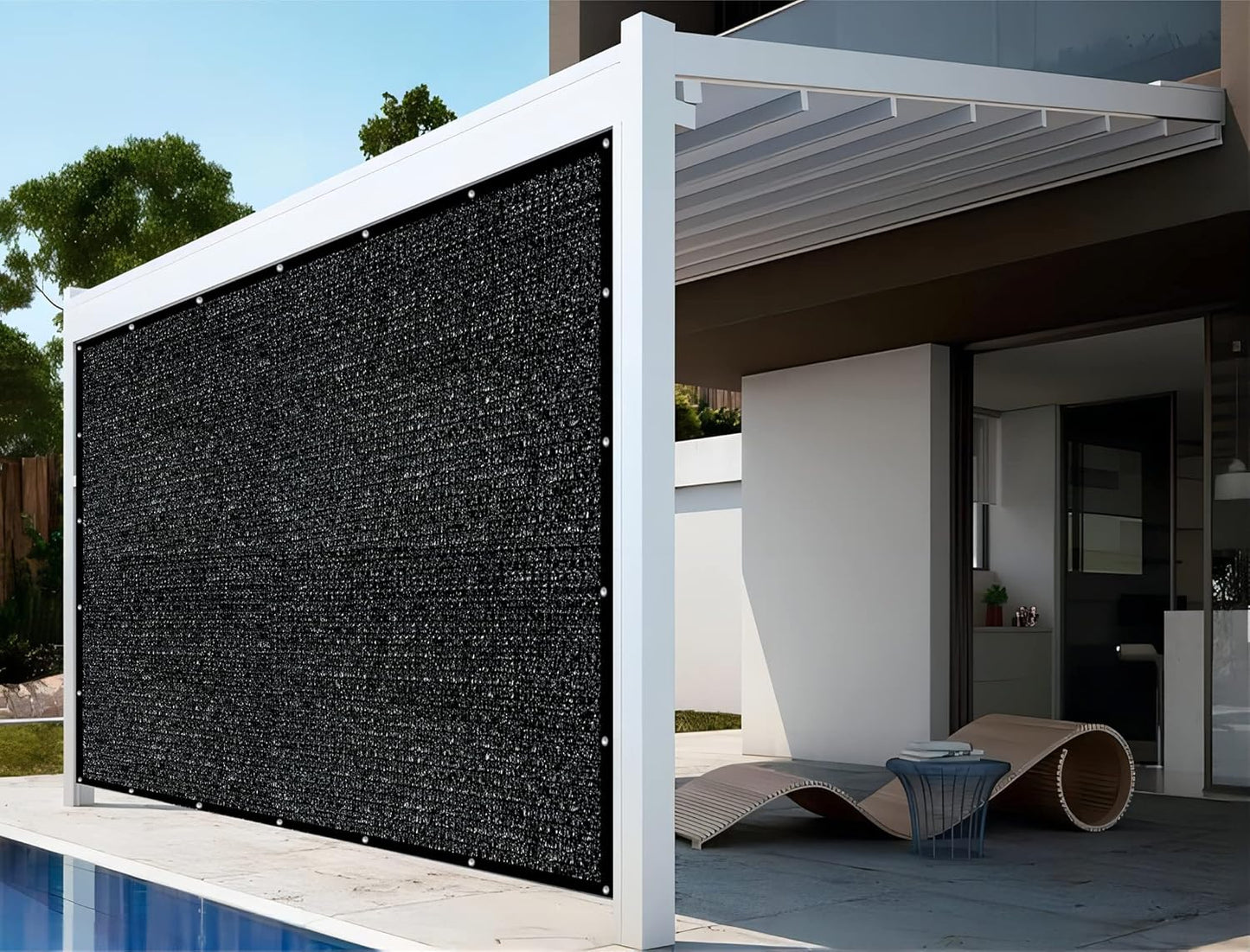 50% 6 ft. X 12 ft.  Sunblock Shade Cloth Cover Cut Edge with Clips , Black