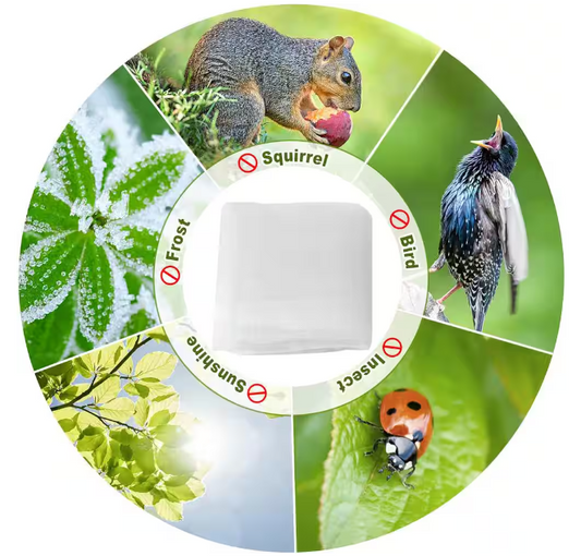 Insect Barrier Garden Plant Cover bag with Rope, White