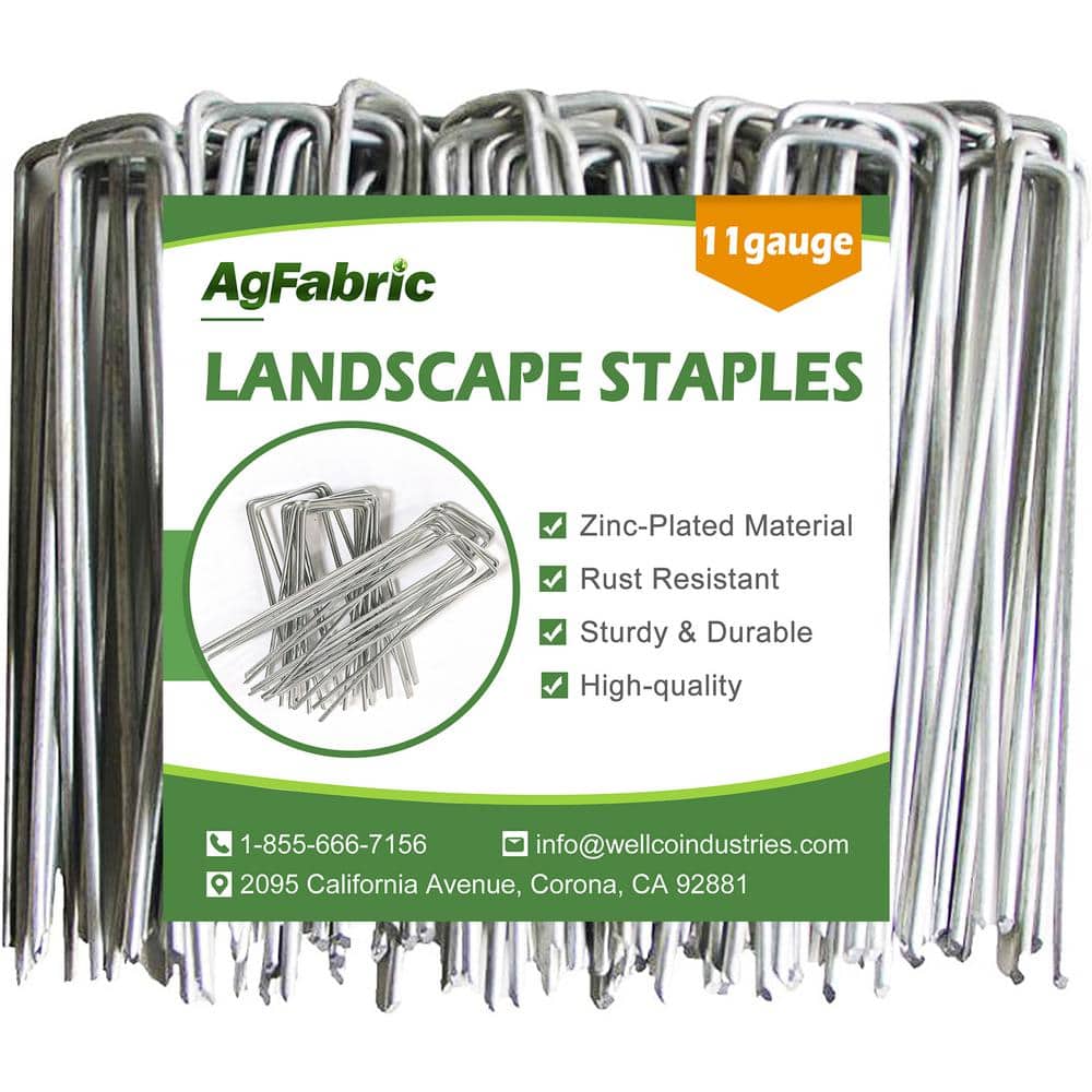 1.57 in. x 8 in. Galvanized Landscape Staples Stake, 11-Gauge, Silver, Metal Weedmat Stake Pins