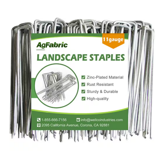 1 in. x 6 in. /1.57in. x 4 in. Galvanized Landscape Staples Stake 11-Gauge Silver, Metal Weedmat Stake Pins